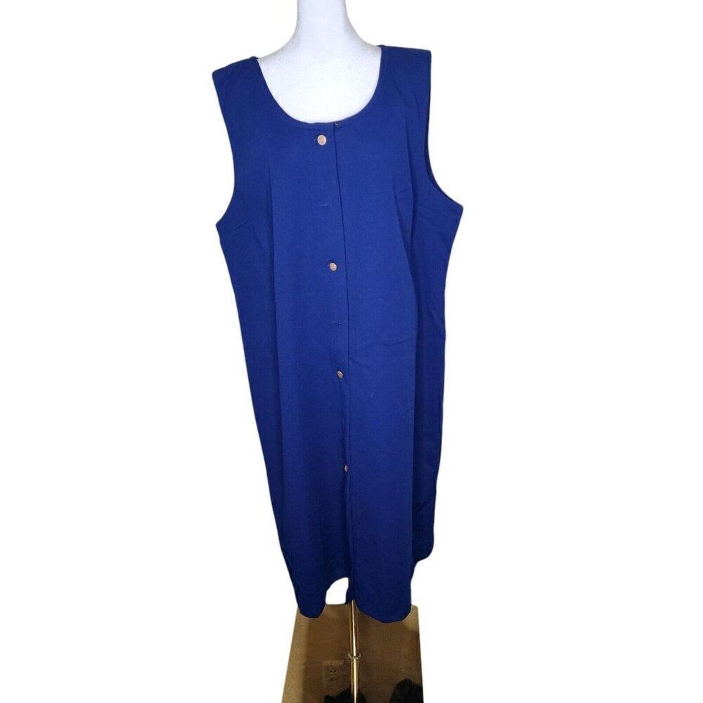Vintage 1970s Lane Bryant Modest Maxi Dress Womens Size 2XL Blue